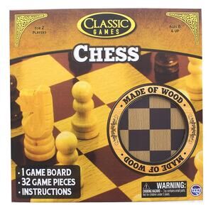 Classic Games Wood Chess Set | Board & 32 Game Pieces